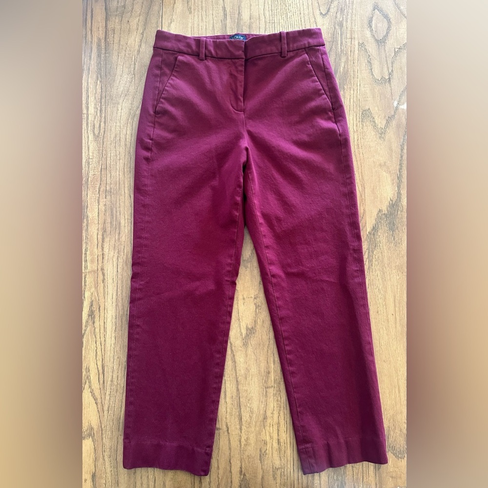 J. Crew Cropped Pants in Wine Red